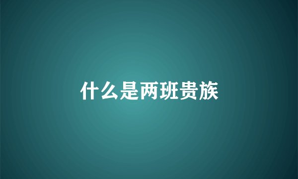 什么是两班贵族