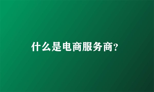 什么是电商服务商？
