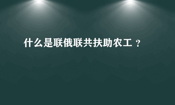 什么是联俄联共扶助农工 ？