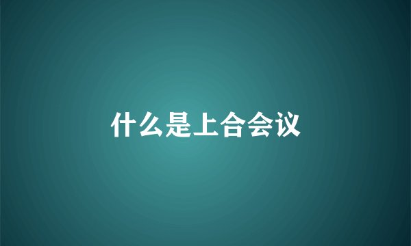 什么是上合会议