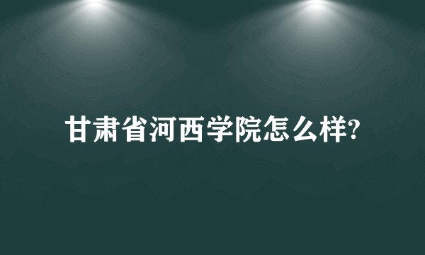 甘肃省河西学院怎么样?