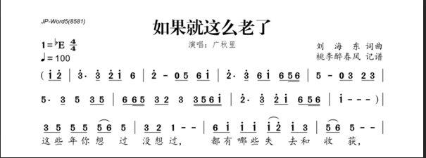 歌曲《如果就这么老了》歌词和曲谱