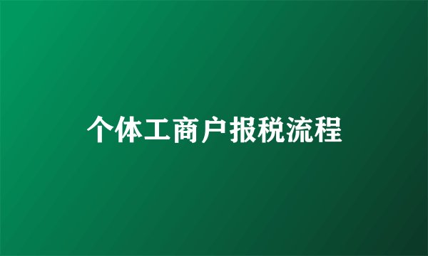 个体工商户报税流程