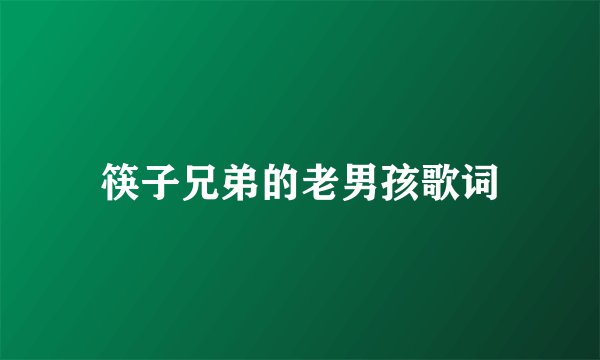 筷子兄弟的老男孩歌词