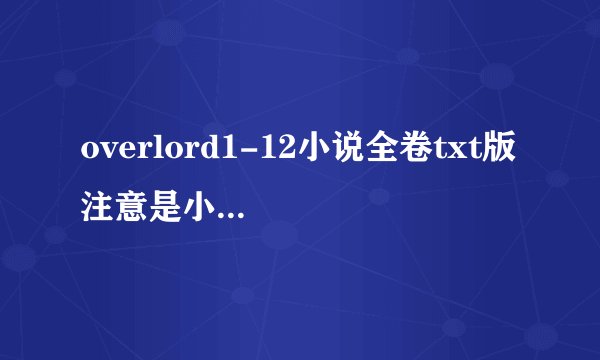 overlord1-12小说全卷txt版 注意是小说 小说