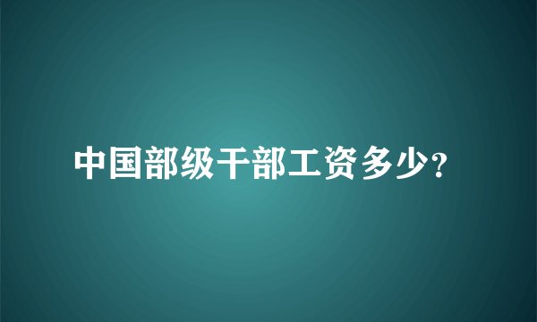 中国部级干部工资多少？