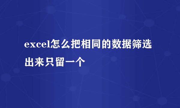 excel怎么把相同的数据筛选出来只留一个