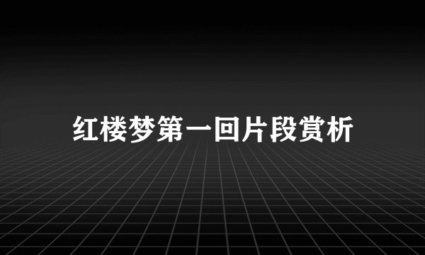 红楼梦第一回片段赏析