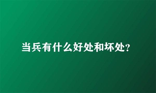 当兵有什么好处和坏处？