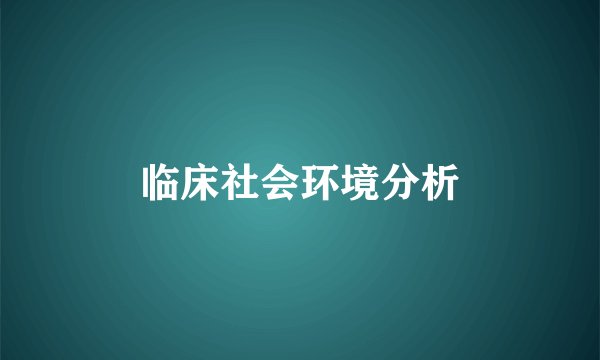 临床社会环境分析