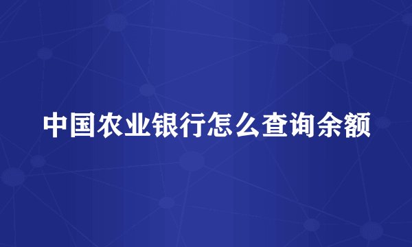 中国农业银行怎么查询余额