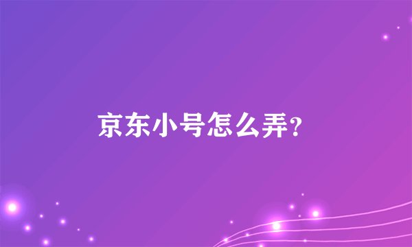 京东小号怎么弄？